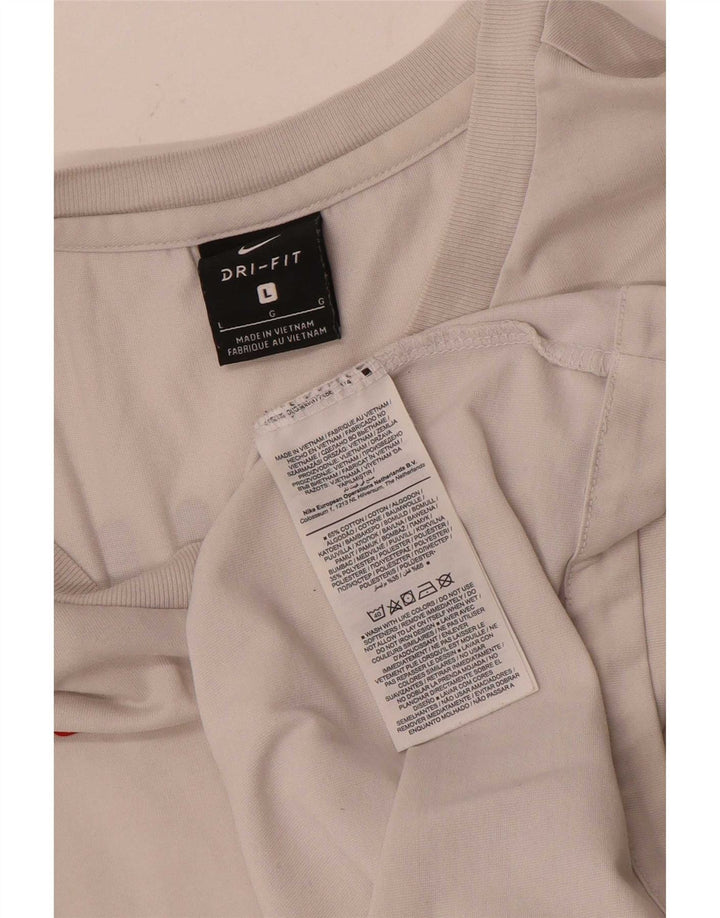 Μπλουζάκι Nike ανδρικό Dri Fit γραφικό μπλουζάκι μεγάλο λευκό βαμβακερό