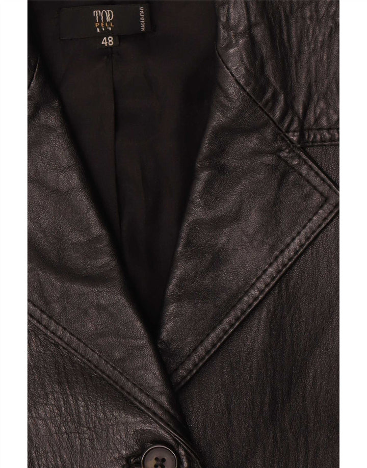 Vintage Γυναικείο Δερμάτινο Παλτό IT 48 XL Μαύρο Δερμάτινο