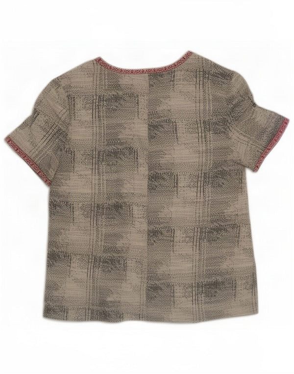 Zara Womens Abstract Pattern Μπλούζα Top UK 16 Large Grey