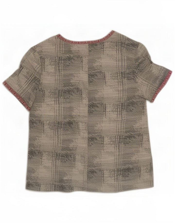 Zara Womens Abstract Pattern Μπλούζα Top UK 16 Large Grey