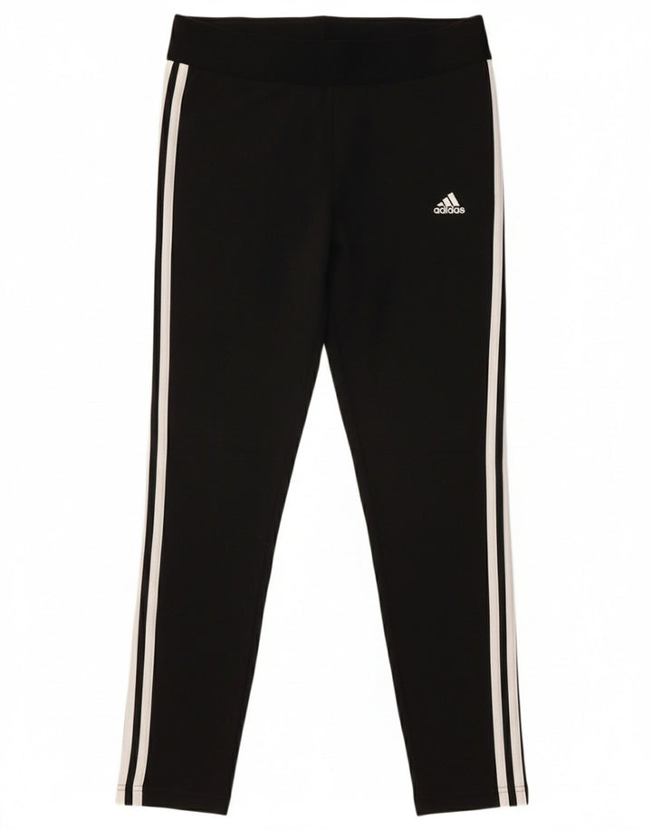 ADIDAS Womens Leggings UK 12/14 Medium  Black Cotton