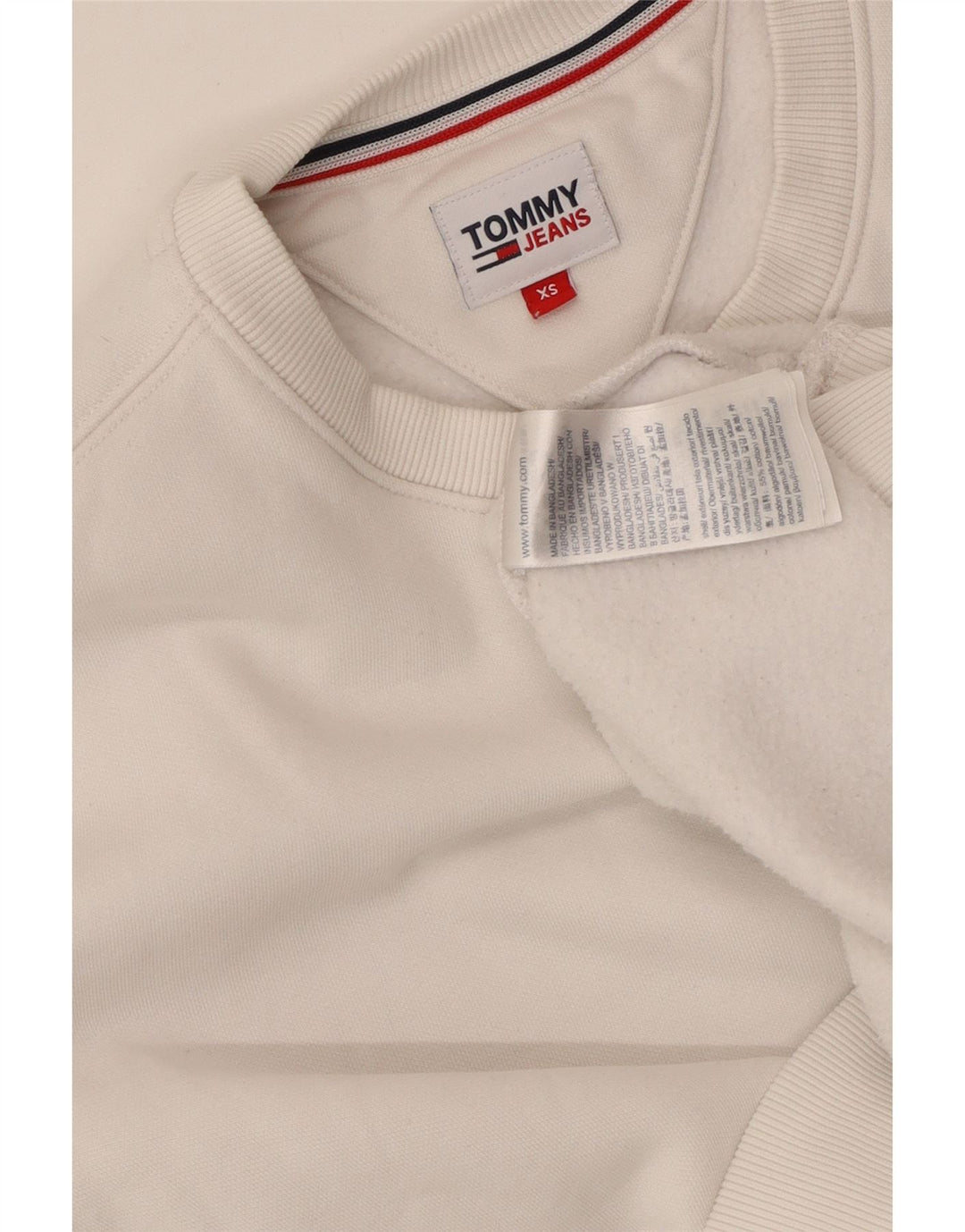 TOMMY HILFIGER Γυναικείο φούτερ μεγάλου μεγέθους Jumper UK 6 XS Λευκό βαμβακερό
