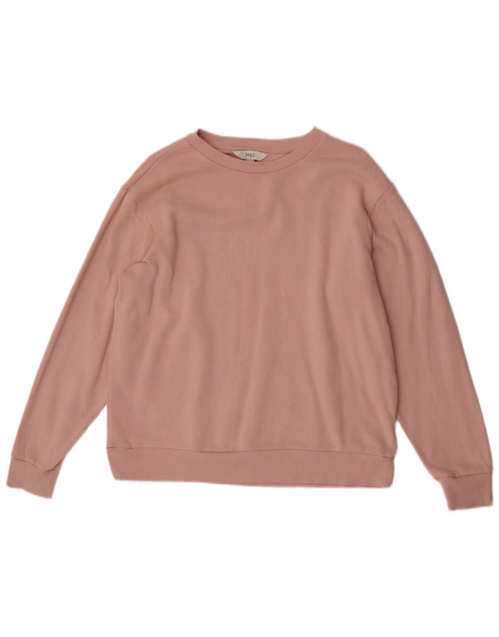 Marks & Spencer Γυναικεία μπλούζα μεγάλου μεγέθους Jumper UK 14 Μεσαίο ροζ βαμβακερό