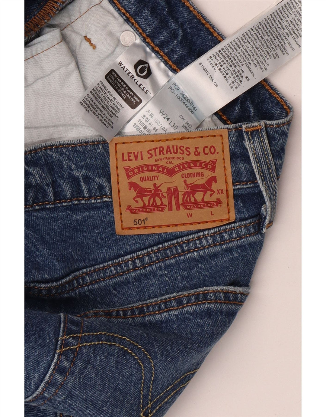 LEVI'S Γυναικείο τζιν 501 ίσιο W24 L28 Μπλε βαμβακερό