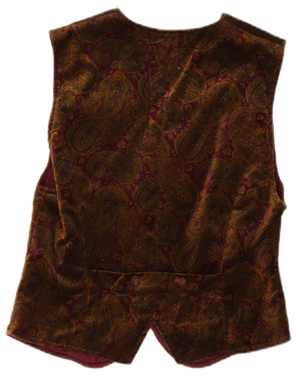 Vintage Γυναικείο Velvet Γιλέκο UK 12 Medium Brown Paisley