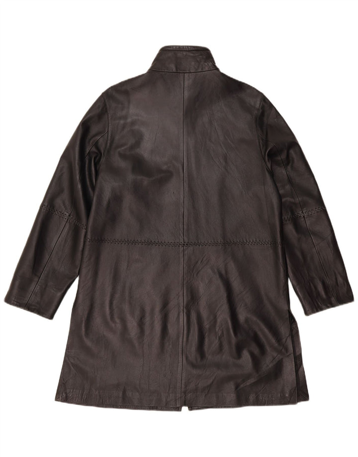 Vintage Γυναικείο Δερμάτινο Παλτό UK 12 Medium Black Leather