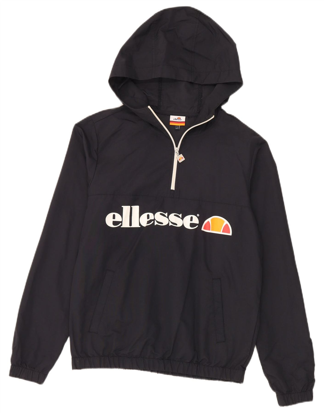 Ellesse Ανδρικό φερμουάρ με γραφικό φούτερ με κουκούλα, μικρό μαύρο πολυαμίδιο