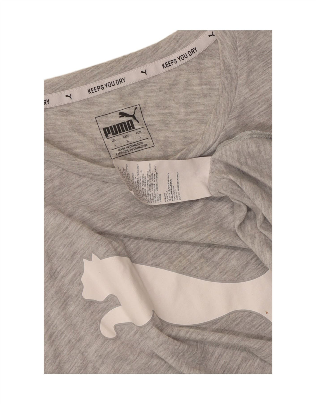 Γυναικείο γραφικό μπλουζάκι Puma τοπ UK 14 Large Grey Flecked Polyester