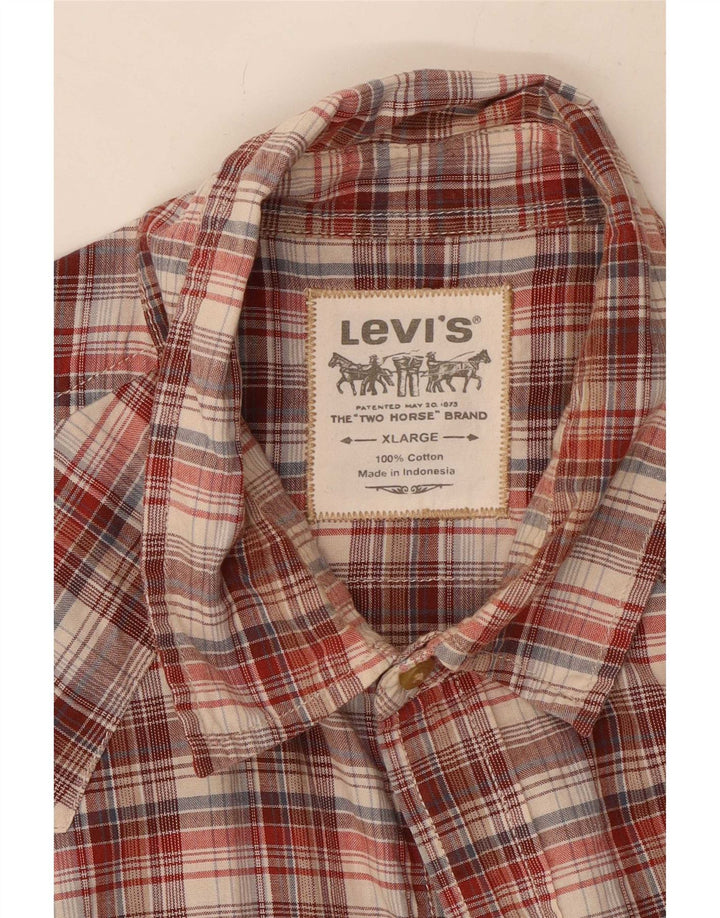 Ανδρικό κοντομάνικο πουκάμισο Levi's XL καφέ βαμβακερό