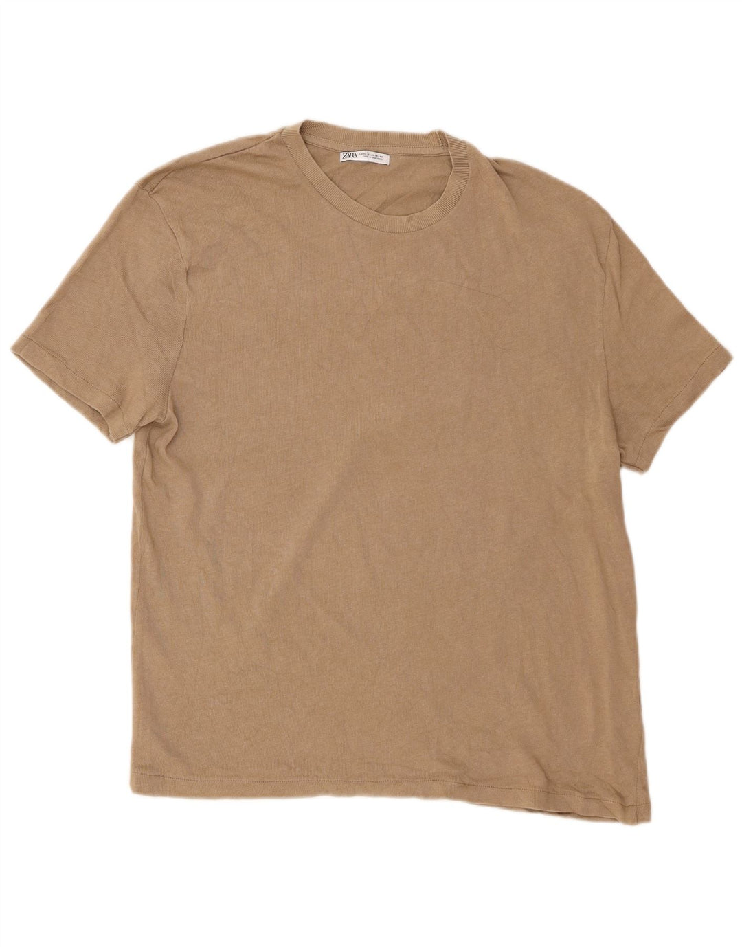 Zara Ανδρικό T-Shirt Top XL Beige Cotton