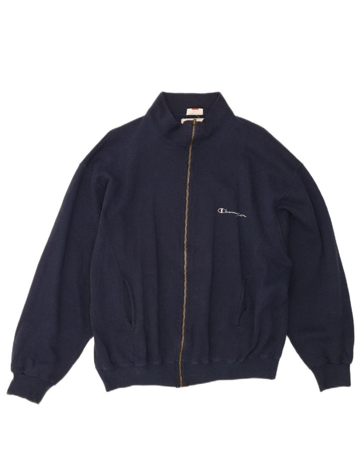 CHAMPION Mens Tracksuit Top Jacket Large Navy Blue Cotton