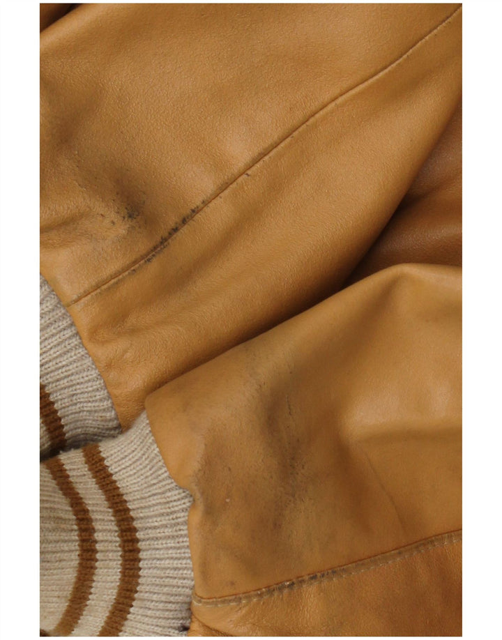 Vintage Ανδρικό Bomber Δερμάτινο Μπουφάν UK 42 XL Beige Leather