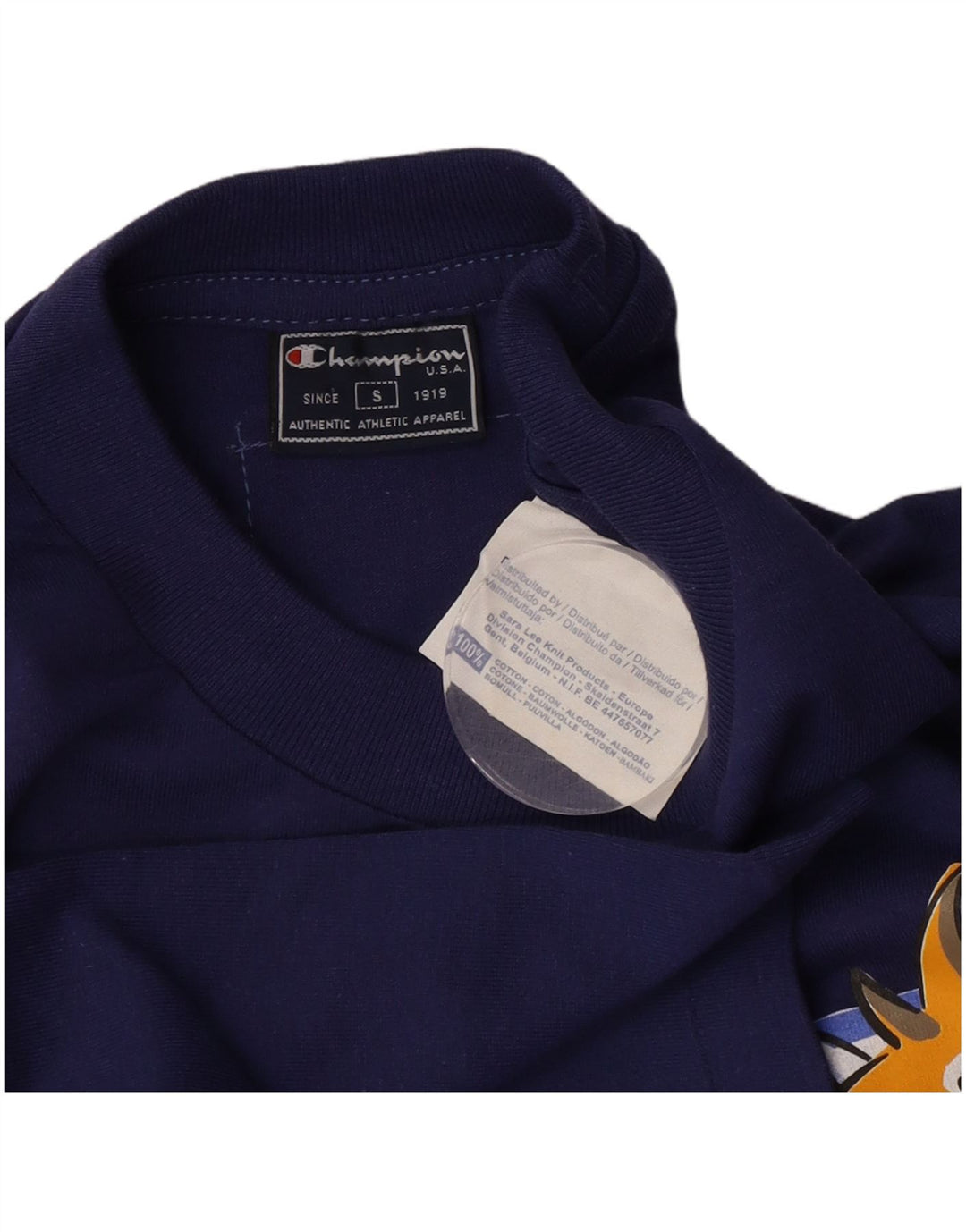 Champion Ανδρικό γραφικό T-Shirt Top Μικρό Μπλε Βαμβακερό