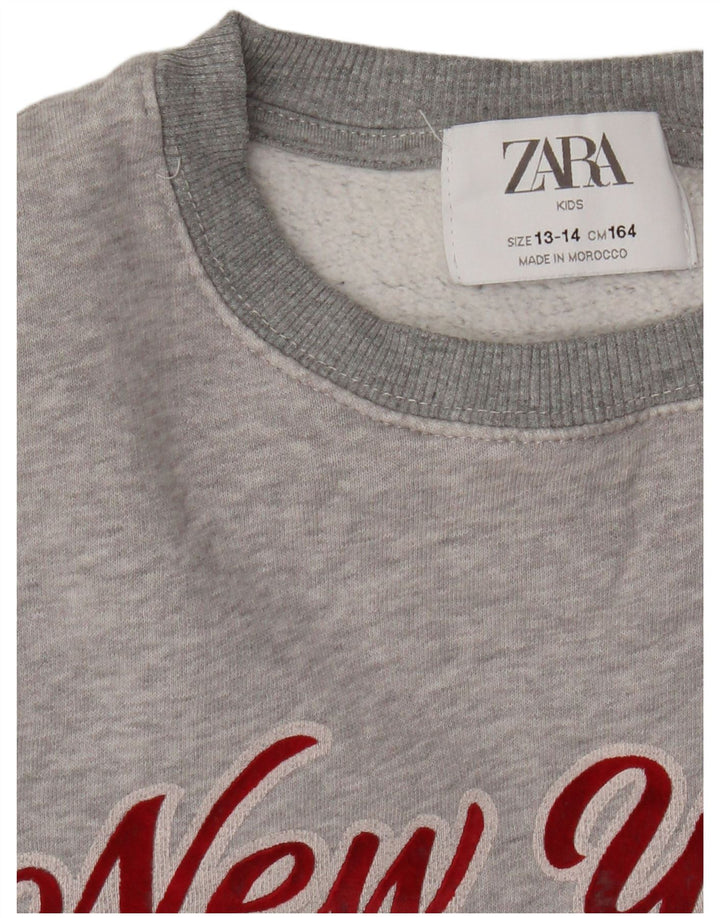 Zara Boys Graphic Φούτερ Jumper 13-14 Years Grey