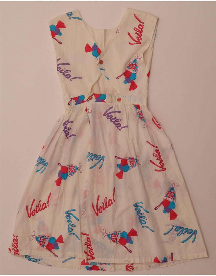 Γυναικείο αφηρημένο σχέδιο Αμάνικο φόρεμα UK 8 Small λευκό