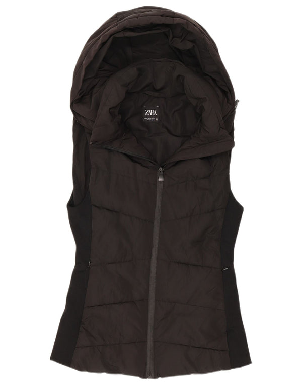 Zara Γυναικεία κουκούλα με επένδυση Gilet UK 10 Μικρός Μαύρος Πολυεστέρας
