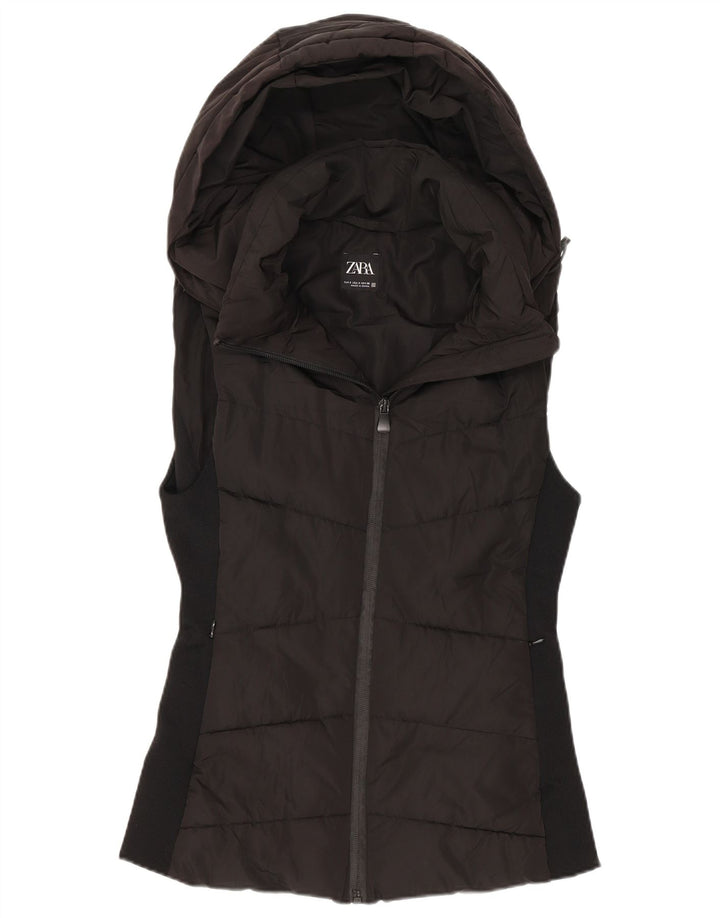 Zara Γυναικεία κουκούλα με επένδυση Gilet UK 10 Μικρός Μαύρος Πολυεστέρας