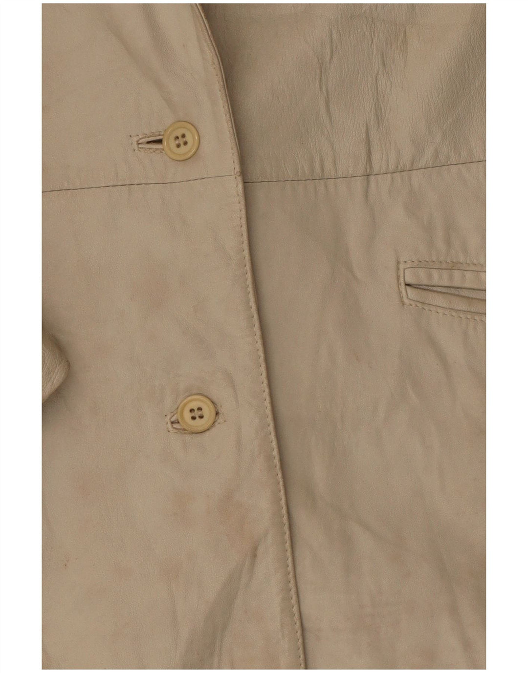 Marcos Γυναικείο Δερμάτινο Μπουφάν με 2 Κουμπιά Μπλέιζερ IT 44 Δερμάτινο Μεσαίο Μπεζ