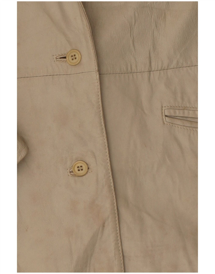 Marcos Γυναικείο Δερμάτινο Μπουφάν με 2 Κουμπιά Μπλέιζερ IT 44 Δερμάτινο Μεσαίο Μπεζ