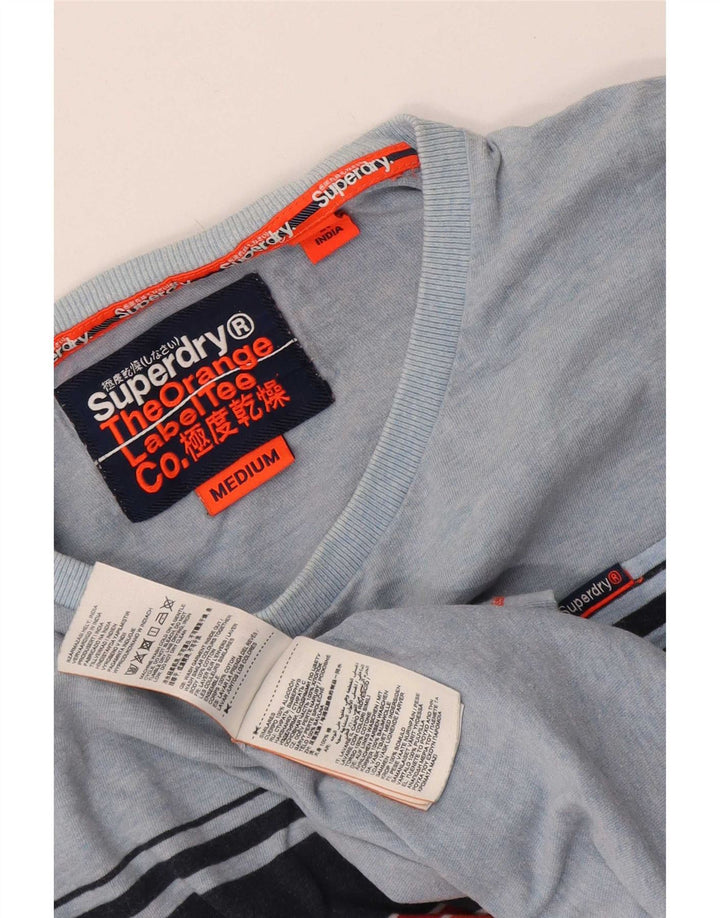 Superdry Ανδρικό T-Shirt Top Βαμβακερό μεσαίο μπλε ριγέ
