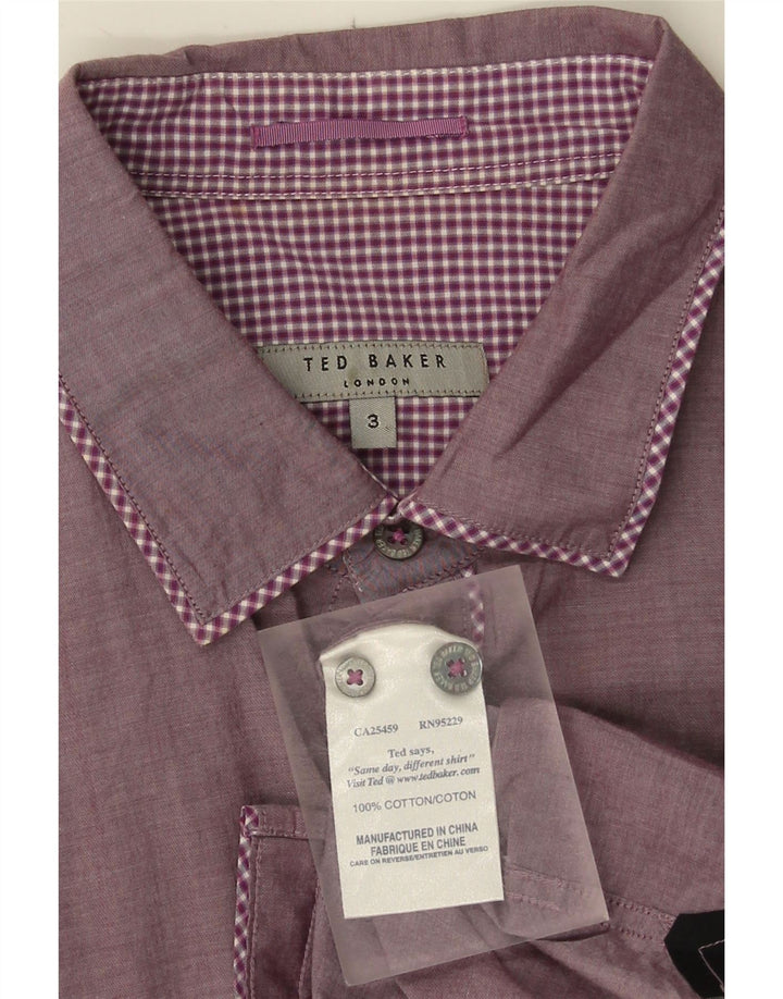 Ανδρικό πουκάμισο Ted Baker Νούμερο 3 Μεσαίο μωβ βαμβακερό Gingham