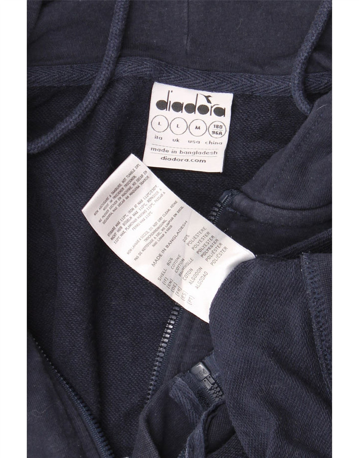 DIADORA Ανδρικό πουλόβερ με κουκούλα με φερμουάρ Μεγάλο μπλε βαμβακερό