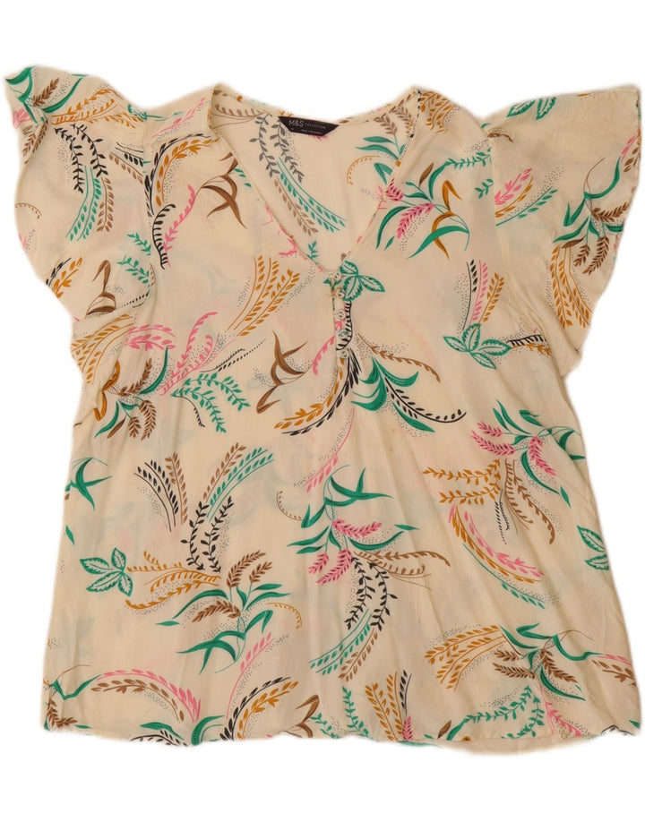 Marks & Spencer Γυναικεία Μπλούζα Τοπ UK 14 Large Off White Floral
