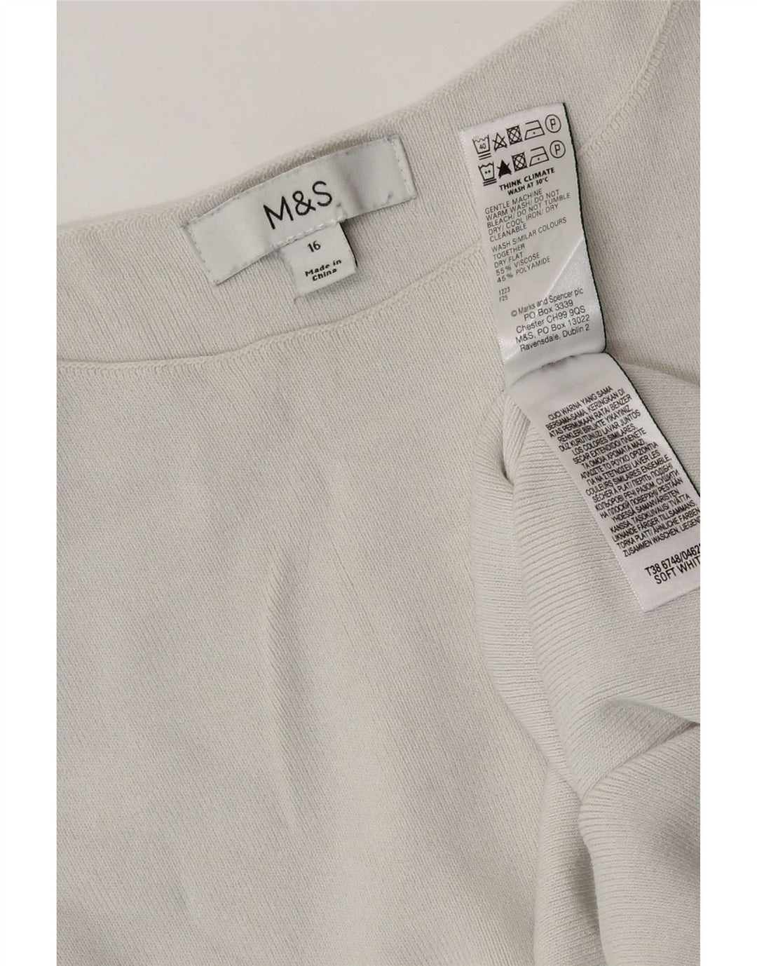 Marks & Spencer Γυναικείο γιλέκο τοπ UK 16 Μεγάλη σε λευκή βισκόζη
