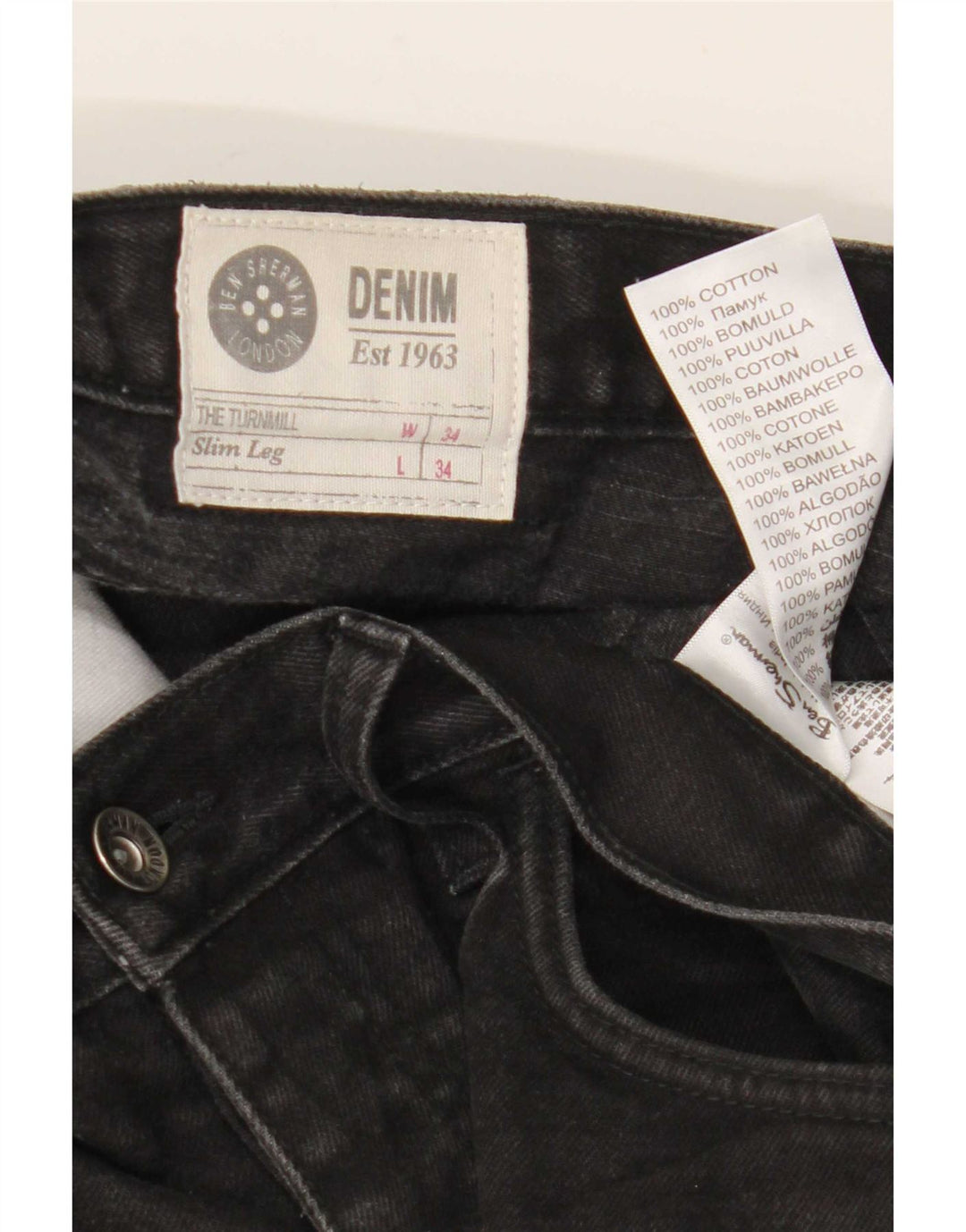Ben Sherman Ανδρικό Slim Jeans W34 L34 Μαύρο