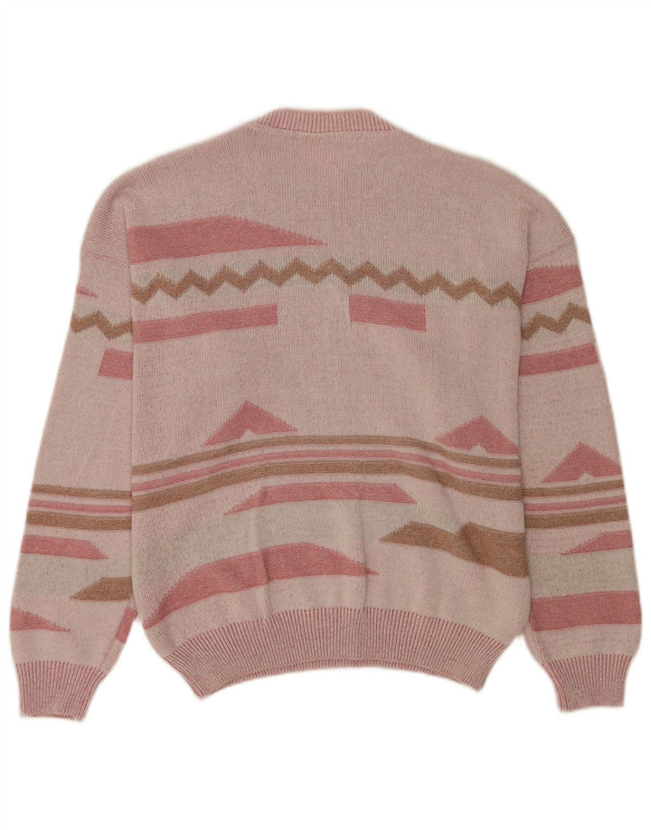 Vintage Ανδρικό πουλόβερ με λαιμόκοψη IT 48/50 Medium Pink Geometric