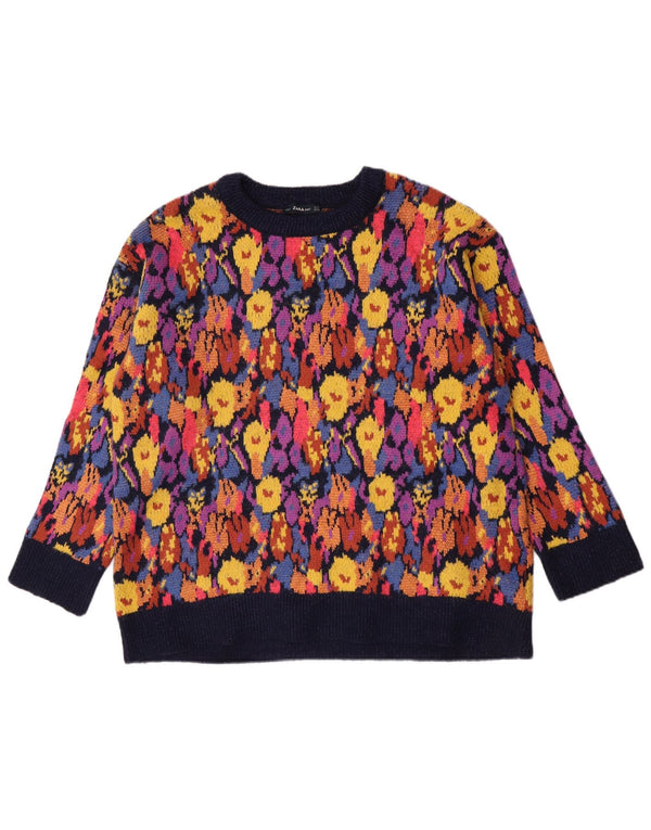Zara Γυναικείο πουλόβερ με λαιμόκαυστο UK 14 Medium πολύχρωμο Floral