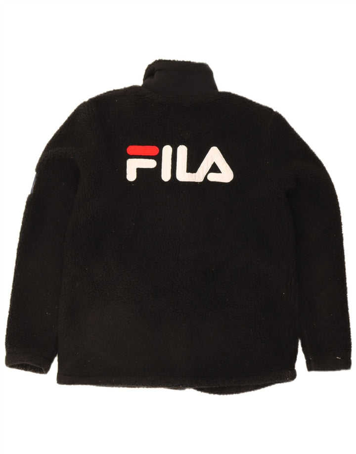 Fila Γυναικείο Γραφικό Μπουφάν Fleece UK 10 Small Black Polyester