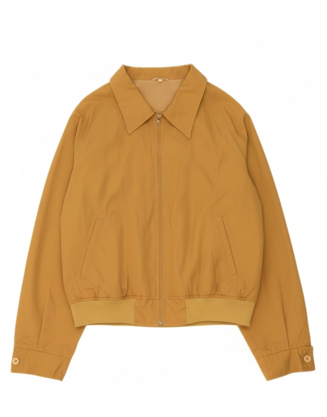 VINTAGE Womens Bomber Jacket IT 58 5XL Beige Polyester