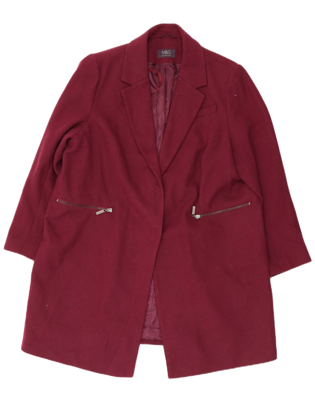 Marks & Spencer Γυναικείο Πανωφόρι UK 20 2XL Βουργουνδίας Πολυεστέρας