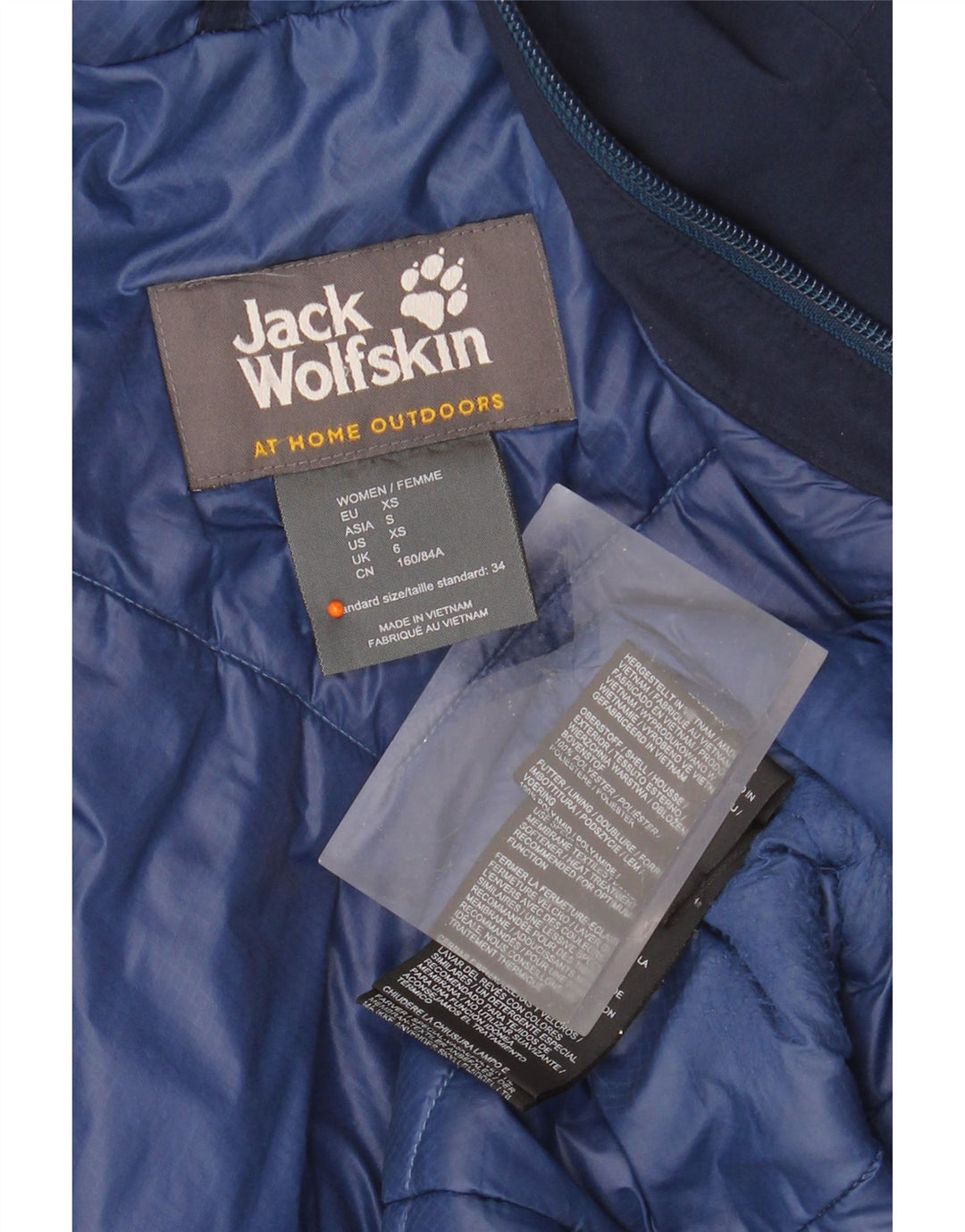 JACK WOLFSKIN Γυναικείο παλτό με κουκούλα αντιανεμικό UK 6 XS Navy Blue