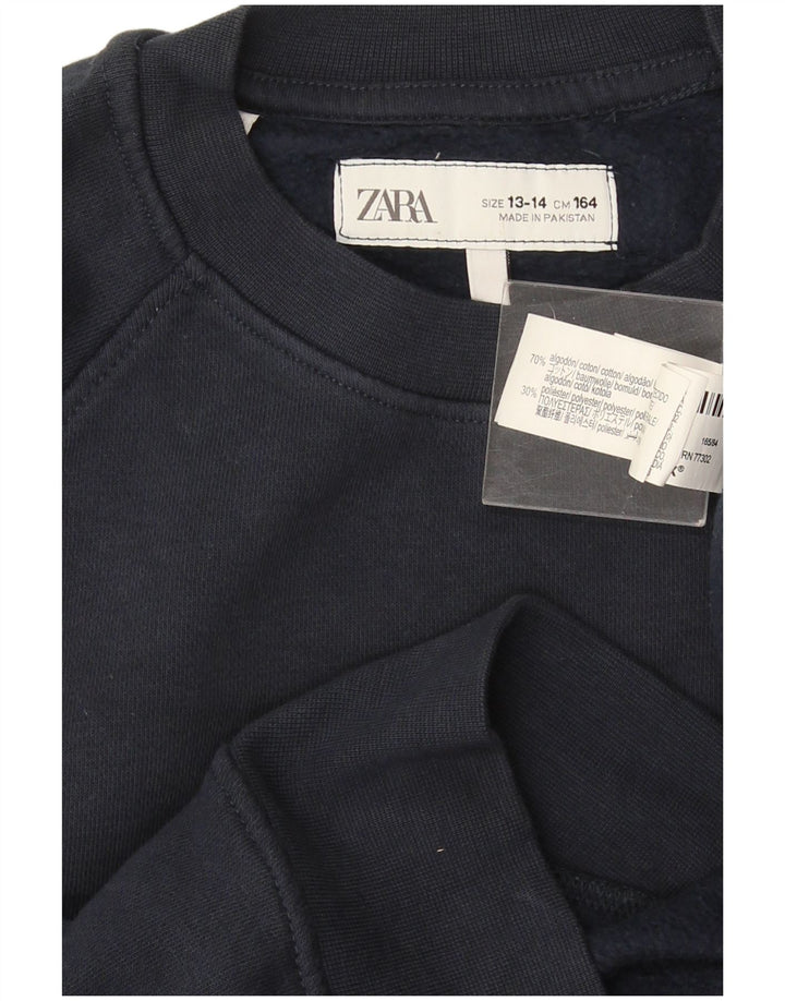 Zara Boys Φούτερ Jumper 13-14 Years Navy Blue Cotton