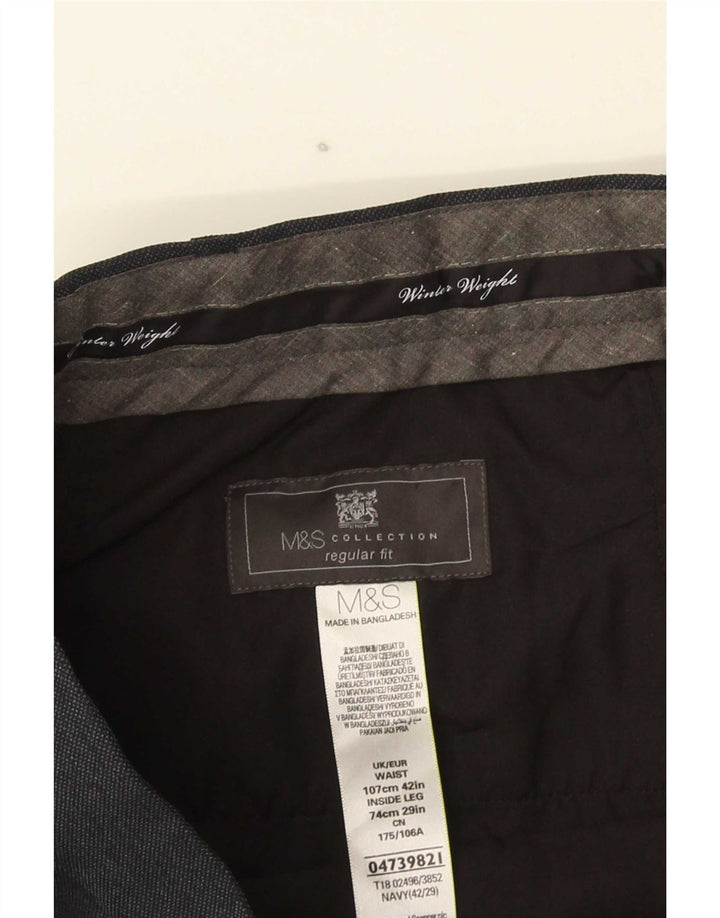 Ανδρικό ίσιο παντελόνι Marks & Spencer W42 L29 Navy Blue Polyester