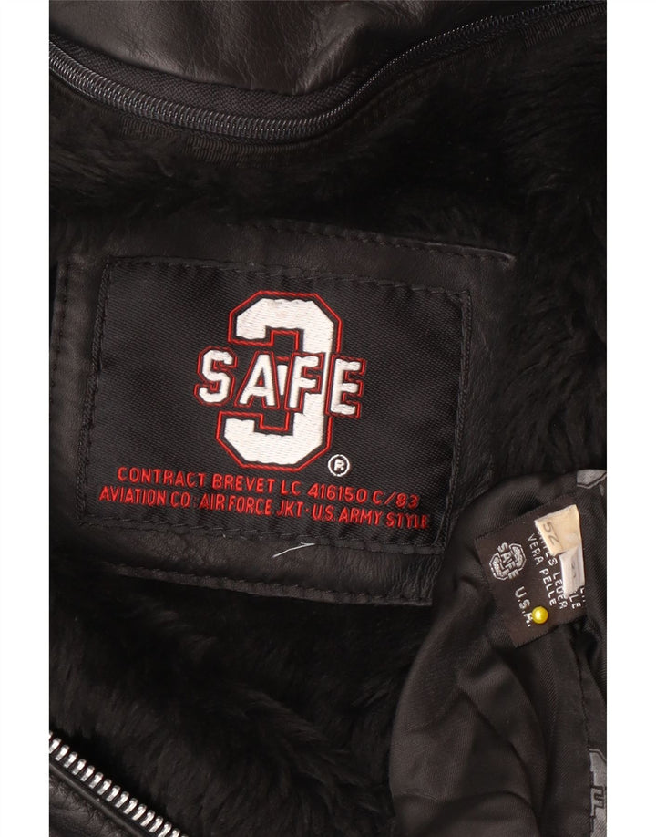 Vintage Ανδρικό Δερμάτινο Flight Aviator Jacket IT 52 XL Black Leather Army