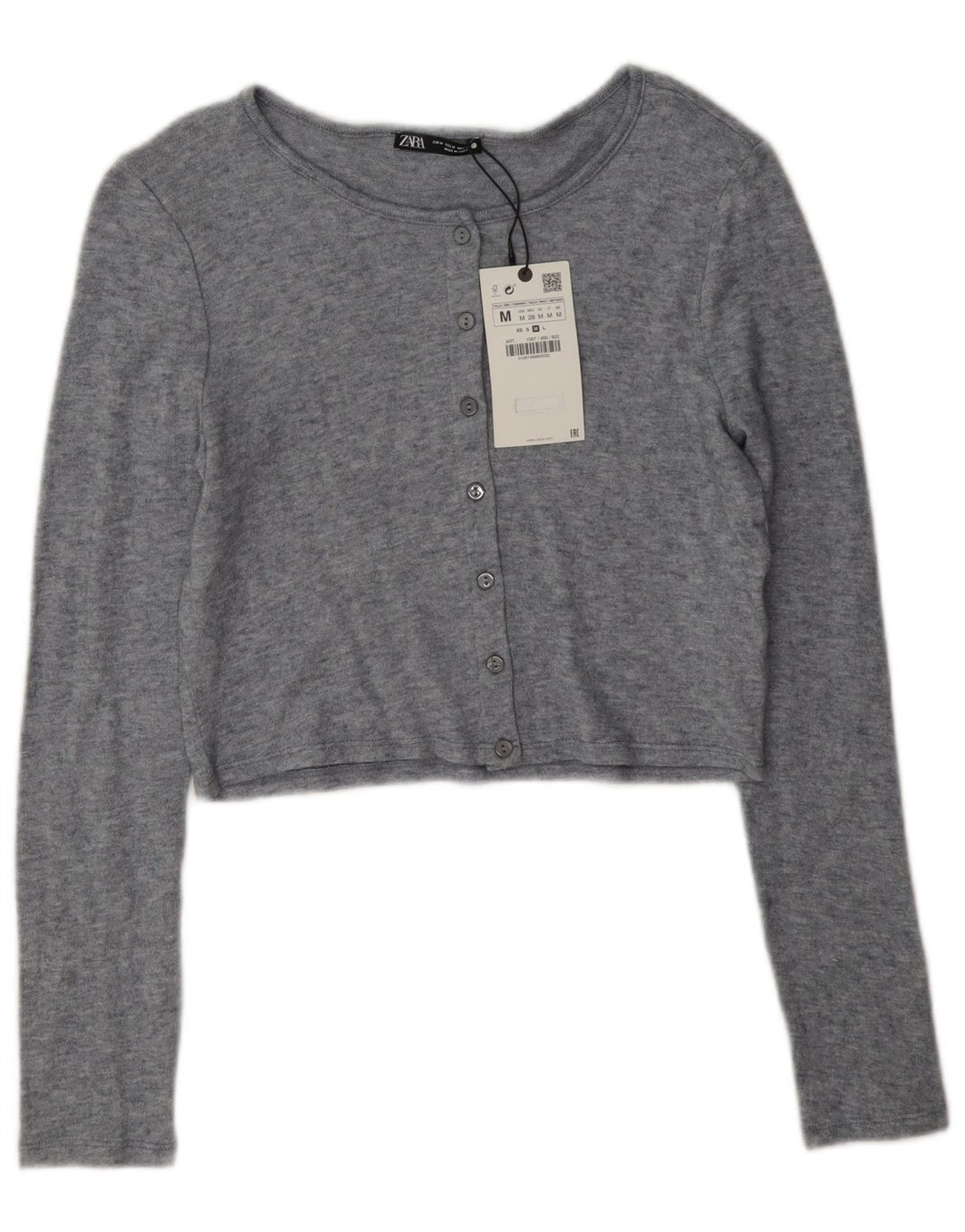Zara Womens Crop Top UK 14 Medium Grey Viscose