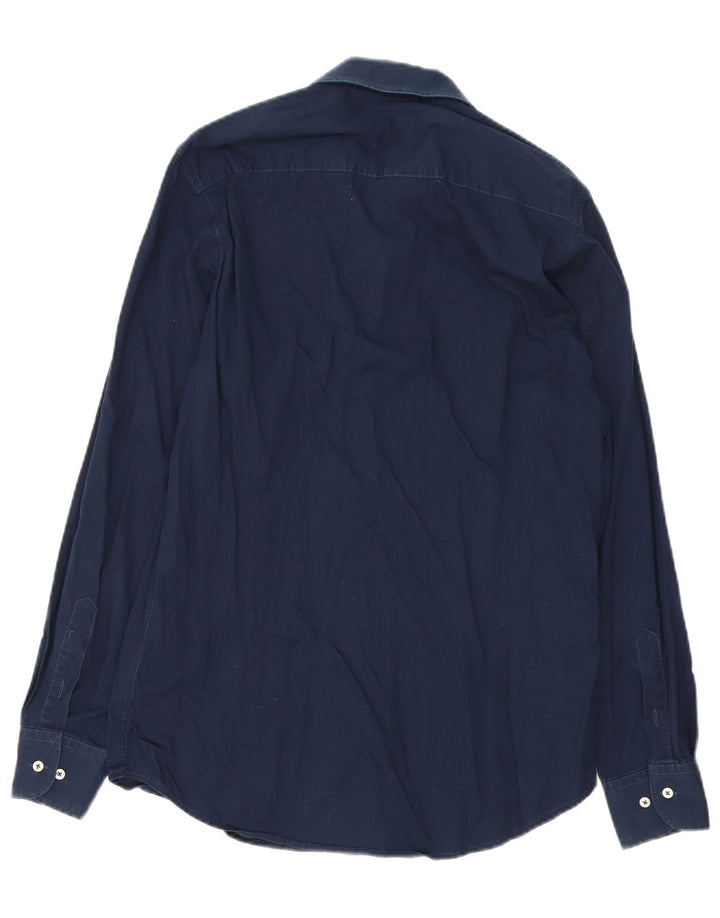 Ανδρικό πουκάμισο Trussardi 41/42 Μεγάλο Βαμβακερό Navy Blue