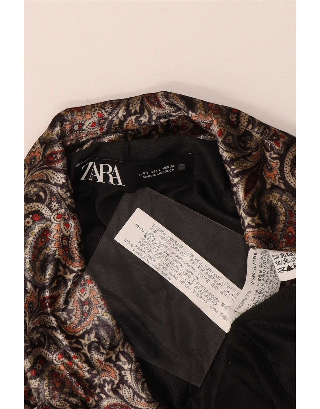 Zara Γυναικείο Μπουφάν με διπλό στήθος σακάκι UK 10 Small πολύχρωμο Paisley