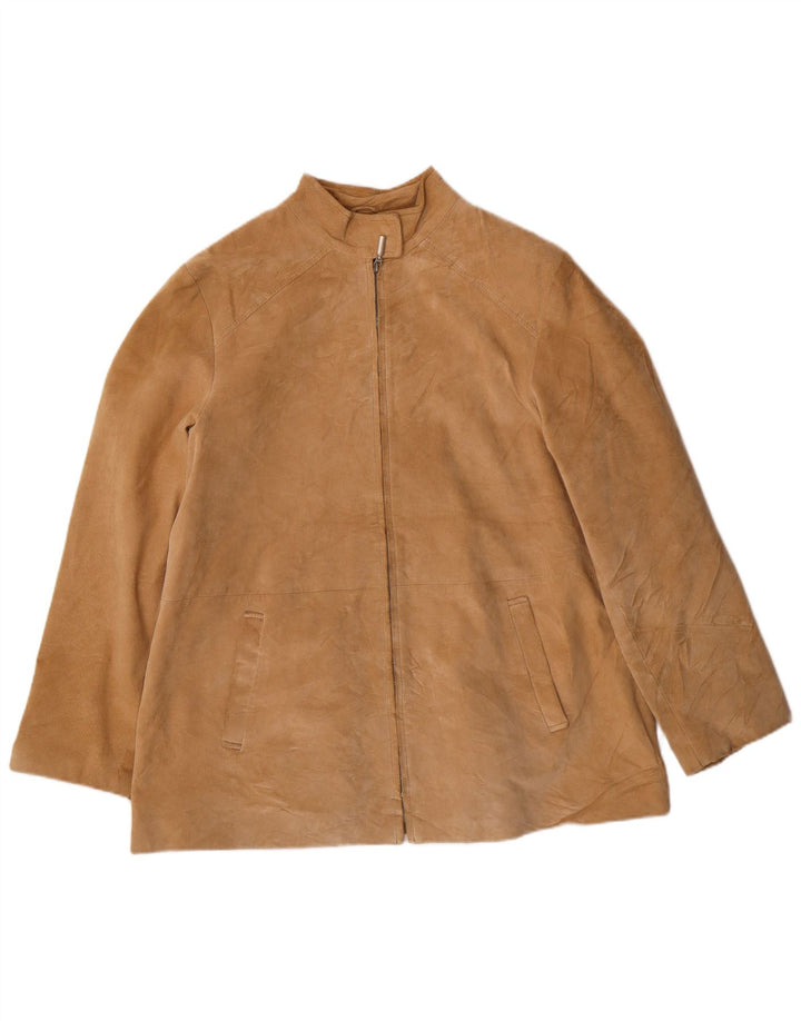 MARINA RINALDI Γυναικείο Suede Jacket Μέγεθος 23 Medium Beige Leather Classic