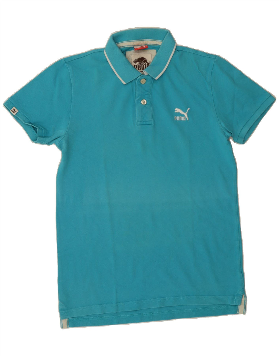 PUMA Mens Polo Shirt Medium Turquoise Cotton Vintage Puma and Second-Hand Puma from Messina Hembry 