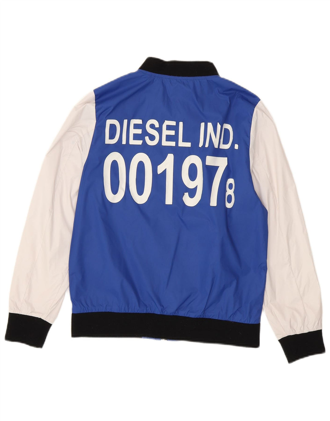 Diesel Boys Graphic Bomber Jacket 11-12 Years Blue Colorblock Nylon