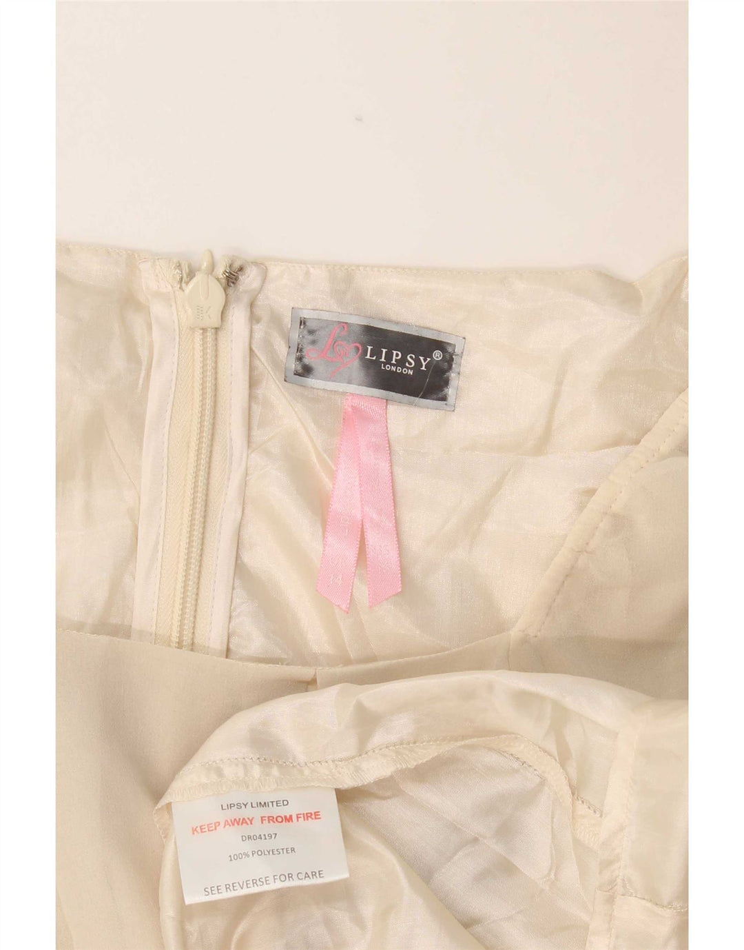 Lipsy Γυναικείο φόρεμα 3/4 Sleeve Shift UK 14 Medium Off White Polyester
