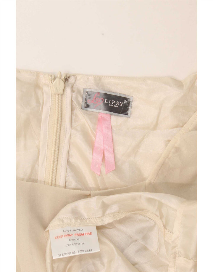 Lipsy Γυναικείο φόρεμα 3/4 Sleeve Shift UK 14 Medium Off White Polyester