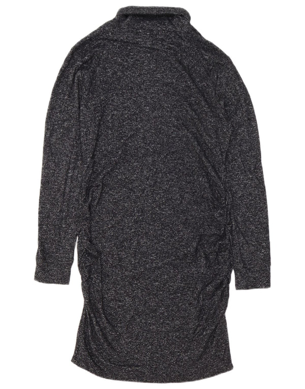 Athleta γυναικείο φόρεμα με ρολό λαιμόκοψη UK 14 Medium Navy Blue Flecked Rayon