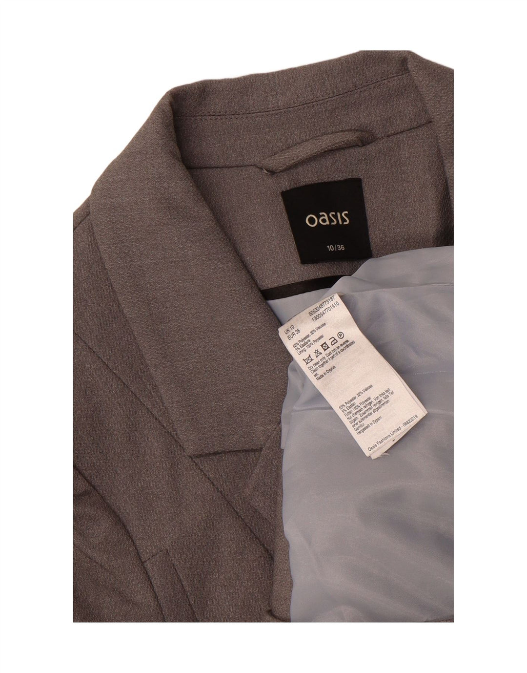 OASIS Womens 1 Button Blazer Jacket UK 10 Small Grey Polyester