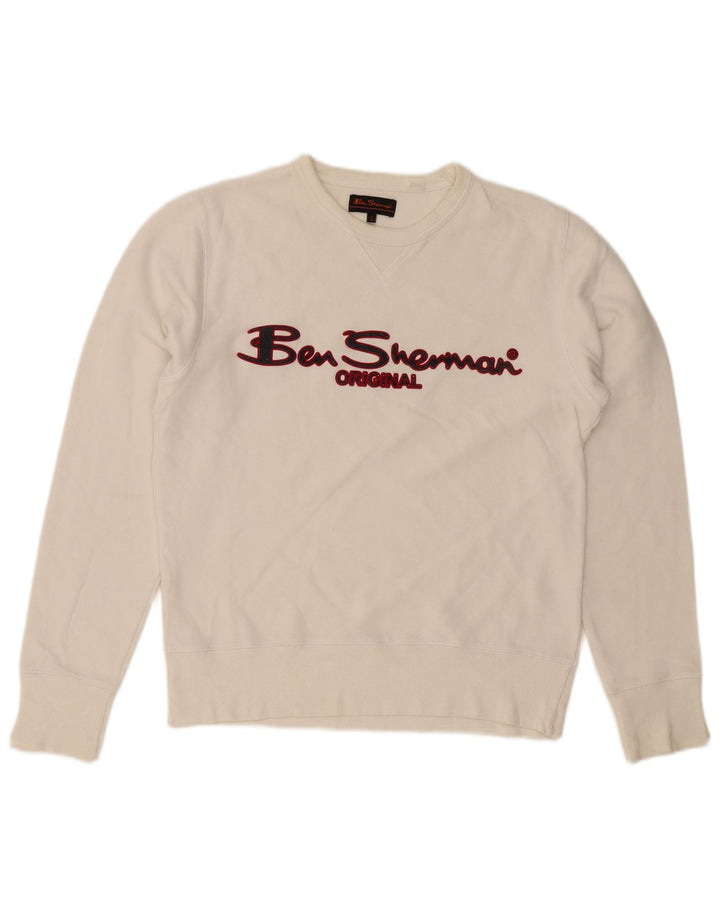 Ανδρικό γραφικό φούτερ Ben Sherman, μεσαίο λευκό βαμβακερό