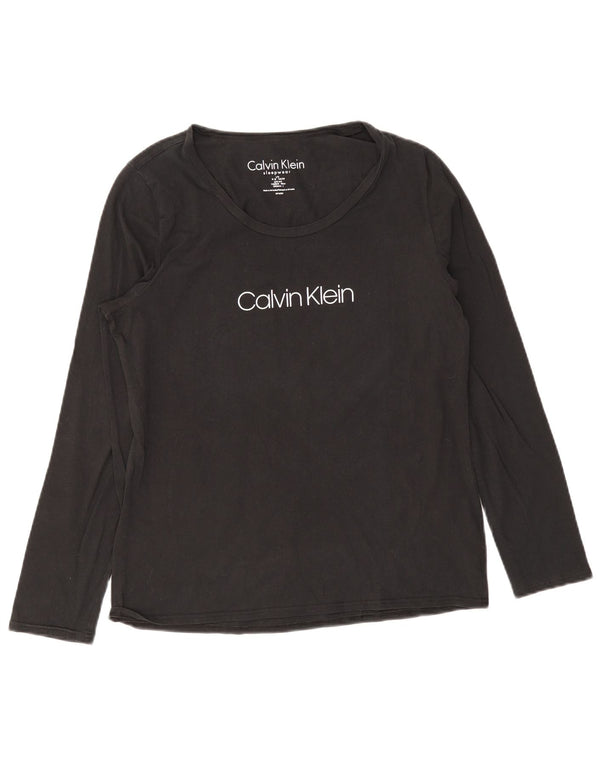 Calvin Klein Γυναικείο τοπ μακρυμάνικο UK 14 μεγάλο μαύρο βαμβακερό